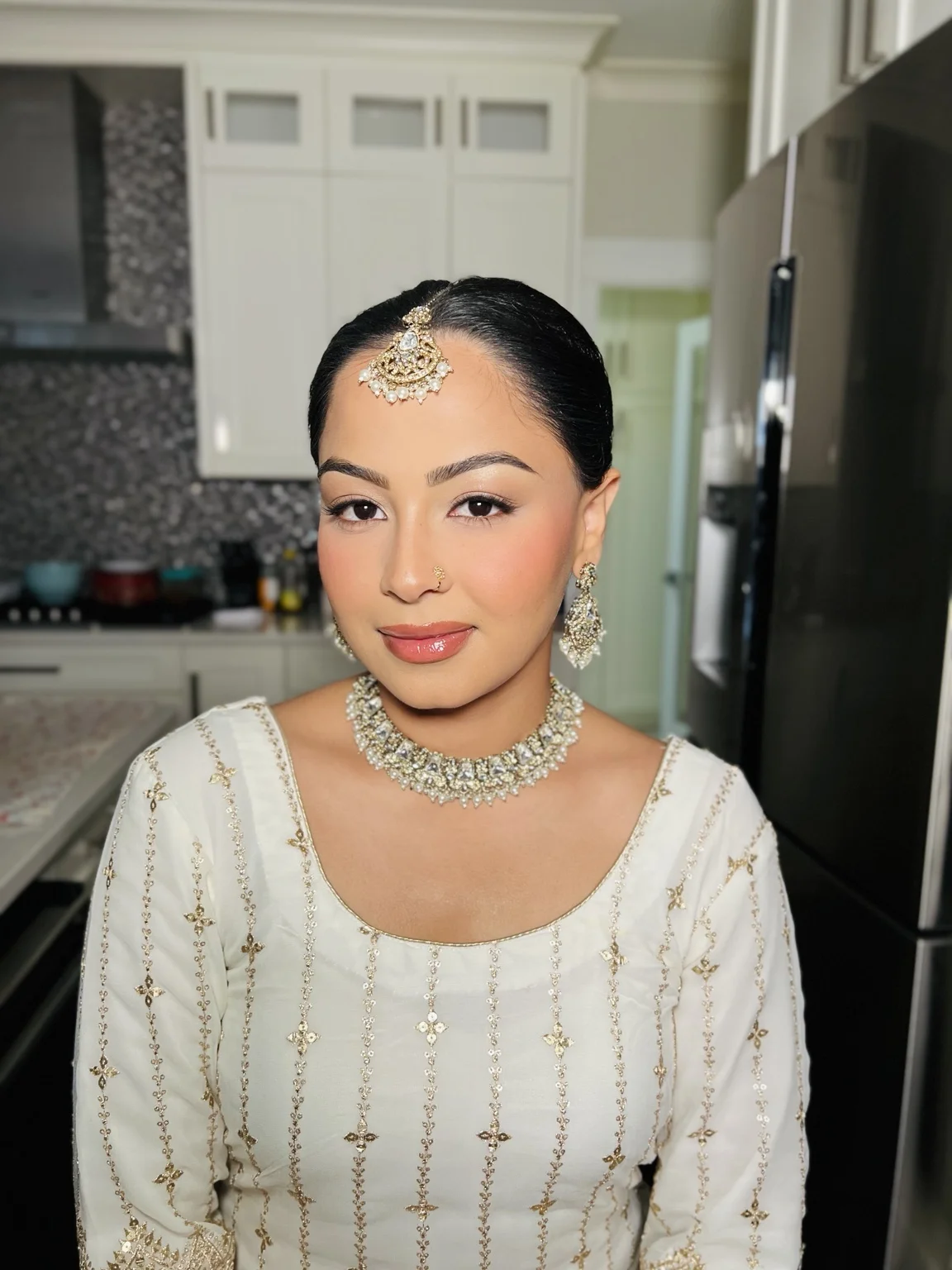 Soft glam makeup with traditional jewellery